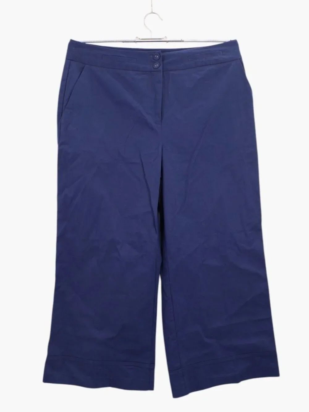 Laundry By Shelli Segal Womens Navy Solid Twill Wide Leg Crop Pants Stretch 12
